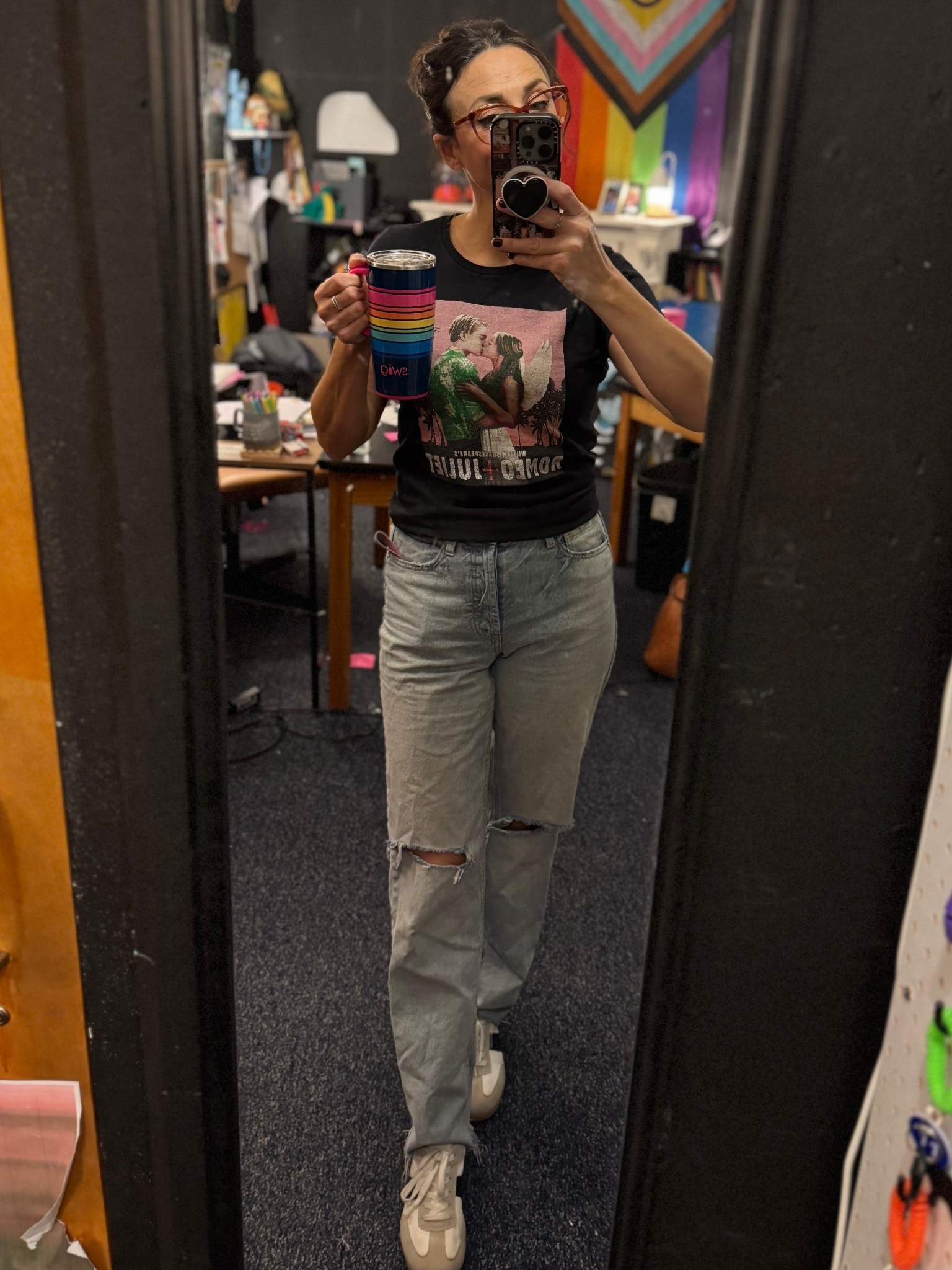 Teacher OOTD for a non-student day ☕️

This specific shirt is so old that it’s long gone, but I found a couple close ones 😉