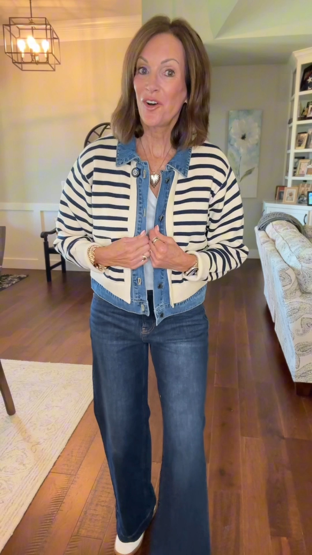 Affordable tee - large 
Wide leg denim / size 29
Cardigan/large 

Casual style 
European vacation 
Fall styles 
Fall transition

#LTKMidsize #LTKTravel #LTKootd