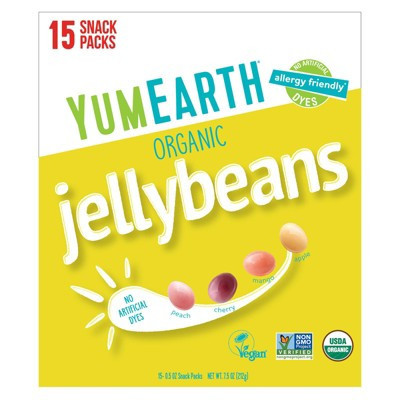YumEarth Organic Jelly Beans, 15 Snack Packs, 0.5 oz (14 g) Each | Target