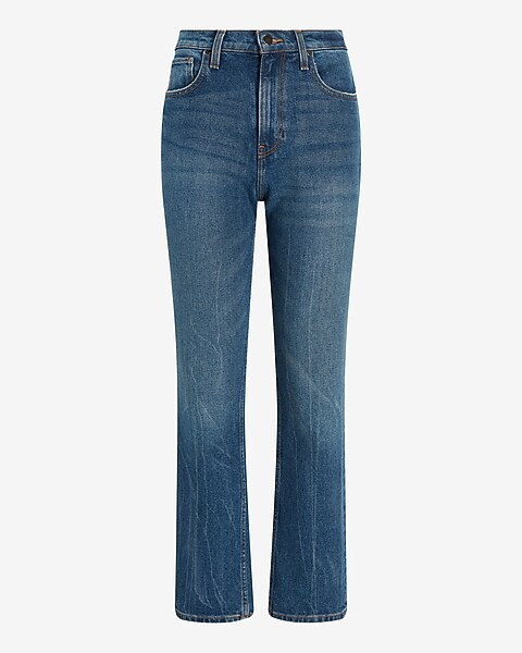 Super High Waisted Medium Wash Modern Straight Jeans | Express