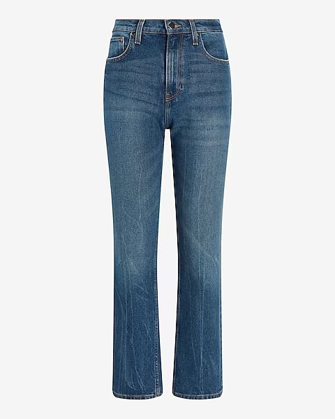 Super High Waisted Medium Wash Modern Straight Jeans | Express