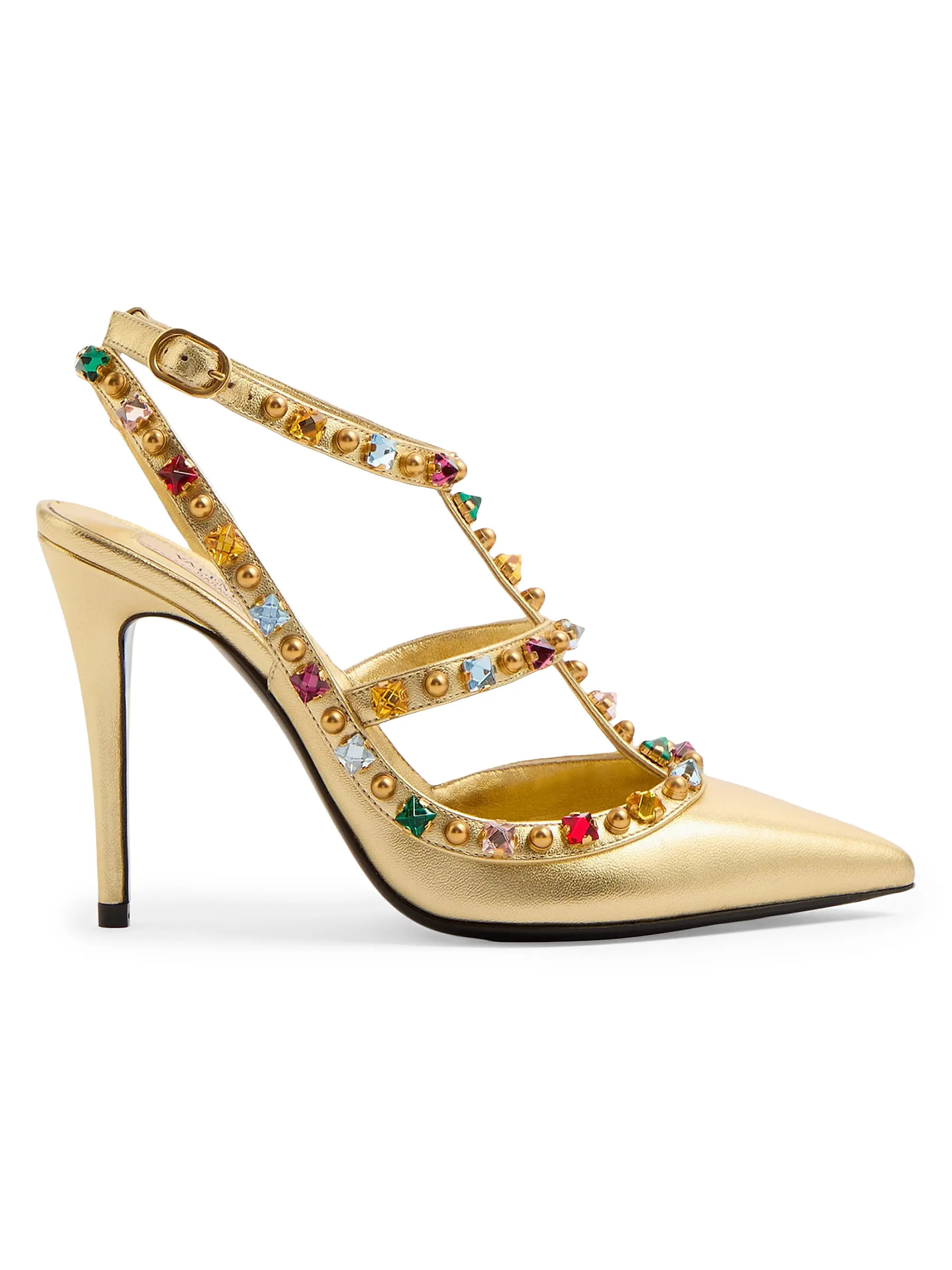 Rockstud Décolleté 100MM Pumps in Laminated Nappa | Saks Fifth Avenue