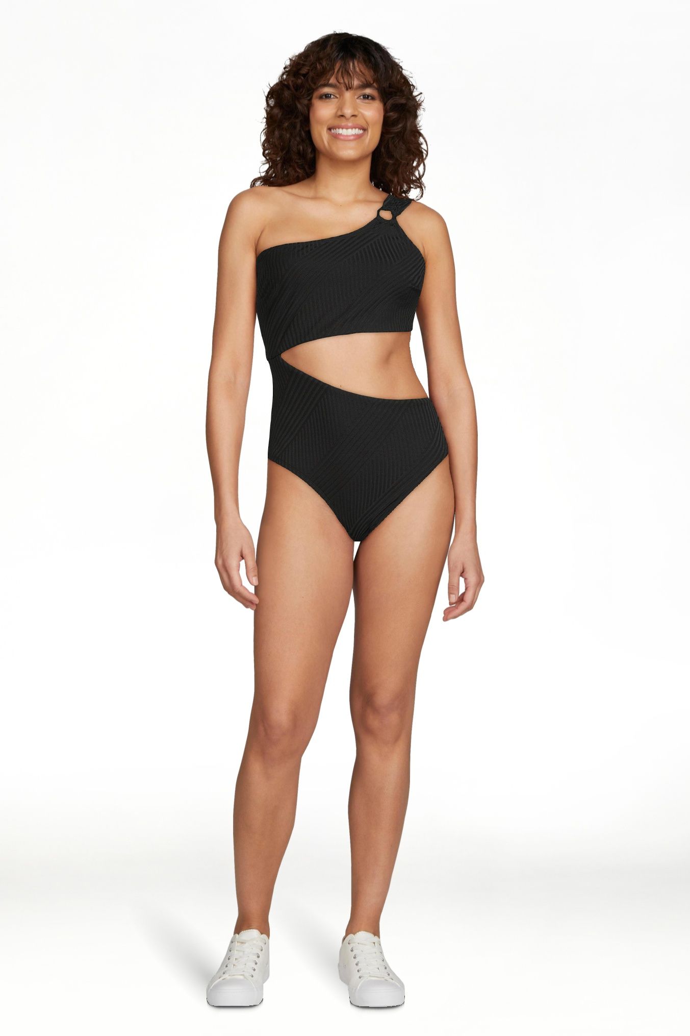 Jessica Simpson Women's Cutout One Shoulder One Piece Swimsuit, Sizes XS-XXL | Walmart (US)