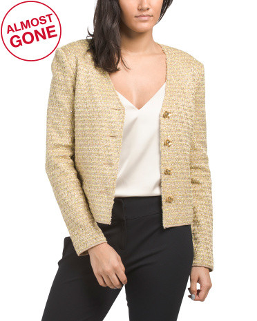 Sequin Tweed Knit Jacket | TJ Maxx