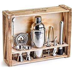 Mixology Bartender Kit: 11-Piece Bar Tool Set with Rustic Wood Stand - Perfect Home Bartending Ki... | Amazon (US)