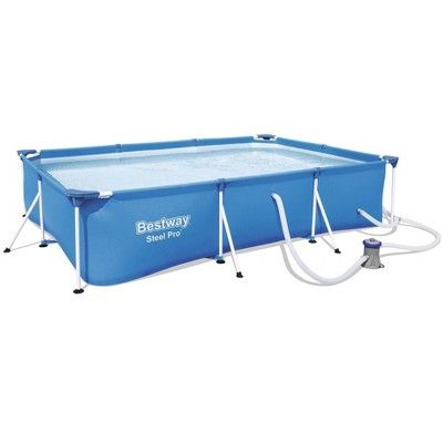 Bestway 56412E Steel Pro 9.8ft x 6.6ft x 26in Outdoor Rectangular Frame Above Ground Swimming Poo... | Target