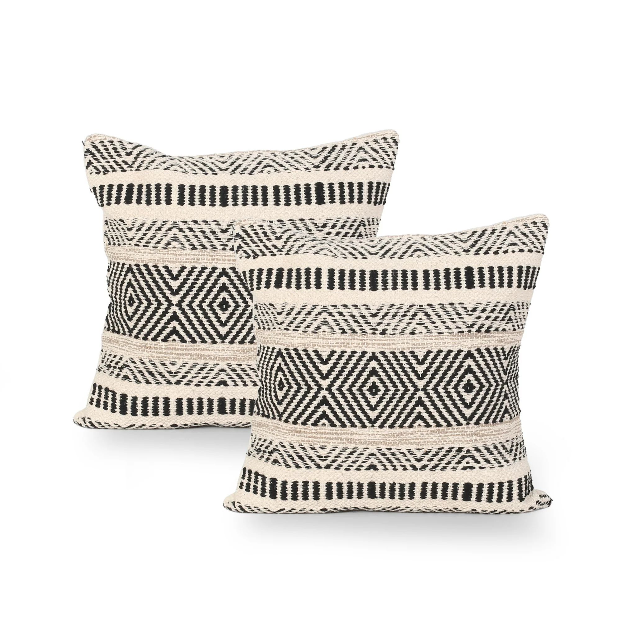 Tannen Boho Cotton Throw Pillow (Set of 2), Black and White | Walmart (US)