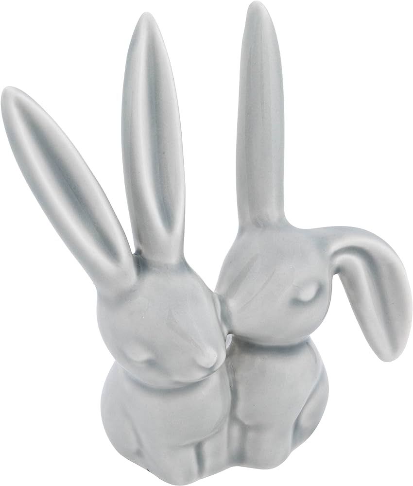 Creative Co-Op Decorative Ceramic Bunny Rabbit Figurine, Gray Ring Holder, Grey | Amazon (US)