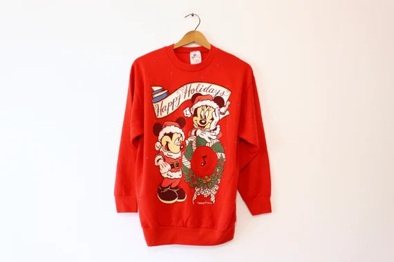 Vintage Walt Disney Mickey Minnie Santa Holiday Christmas Sweatshirt Medium | Etsy (US)
