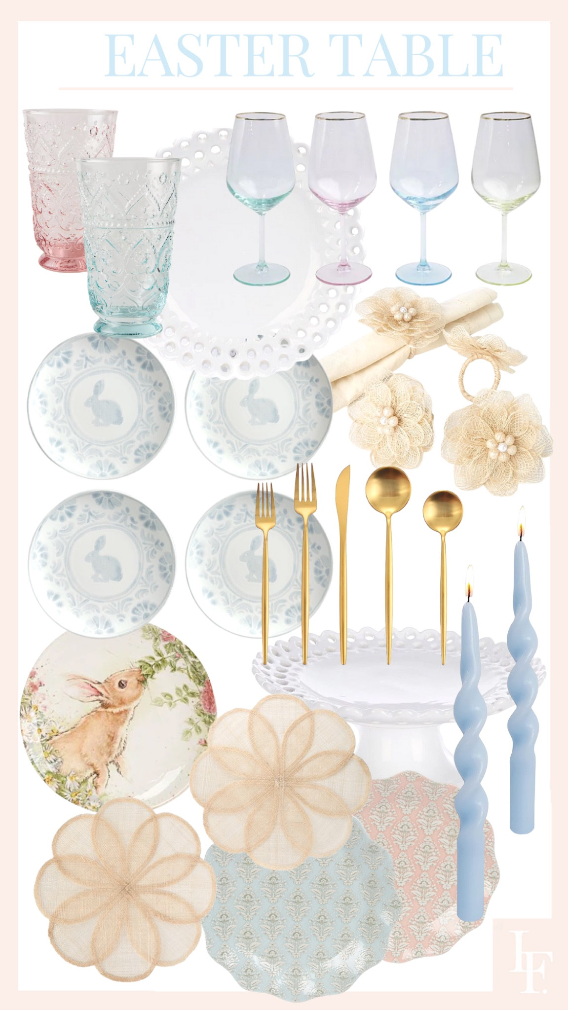 Easter table top decor ideas. Love these touches of pastel and lights blues with raffia accents and all the little bunnies. Amazon. Anthropologie  

#LTKhome #LTKunder50 #LTKstyletip