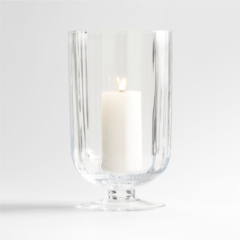 Venus Fluted Glass Hurricane Candle Holder 12.5" + Reviews | Crate & Barrel | Crate & Barrel