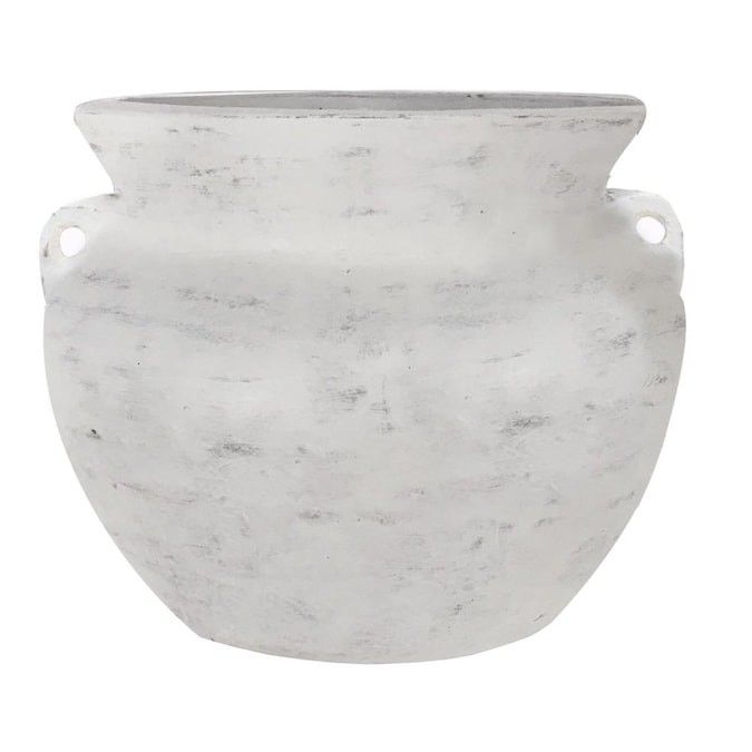 Style Selections 21-in W x 15.25-in H Antique White Clay Planter Lowes.com | Lowe's