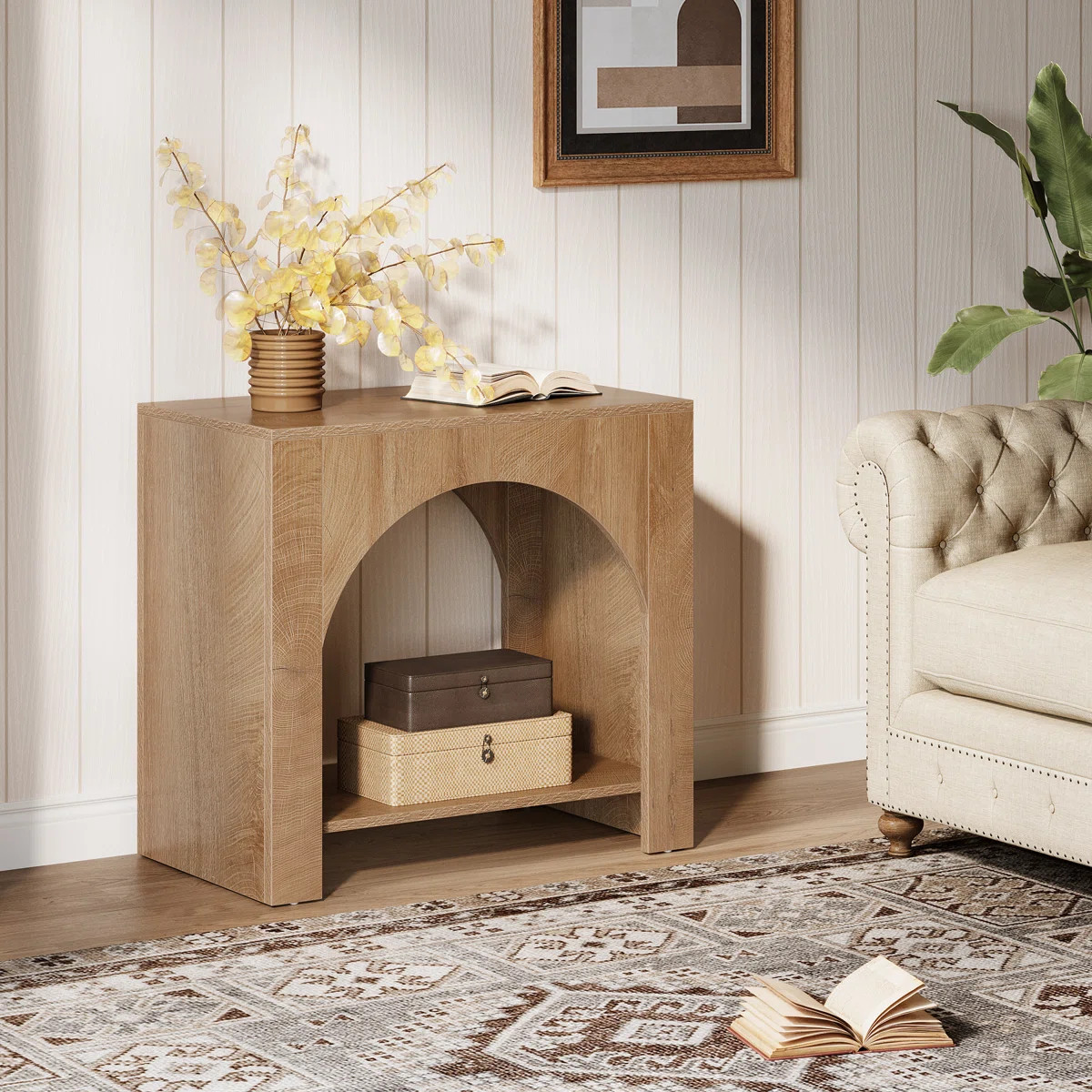 Farmhouse End Table With Storage Shelf For Living Room | Wayfair North America