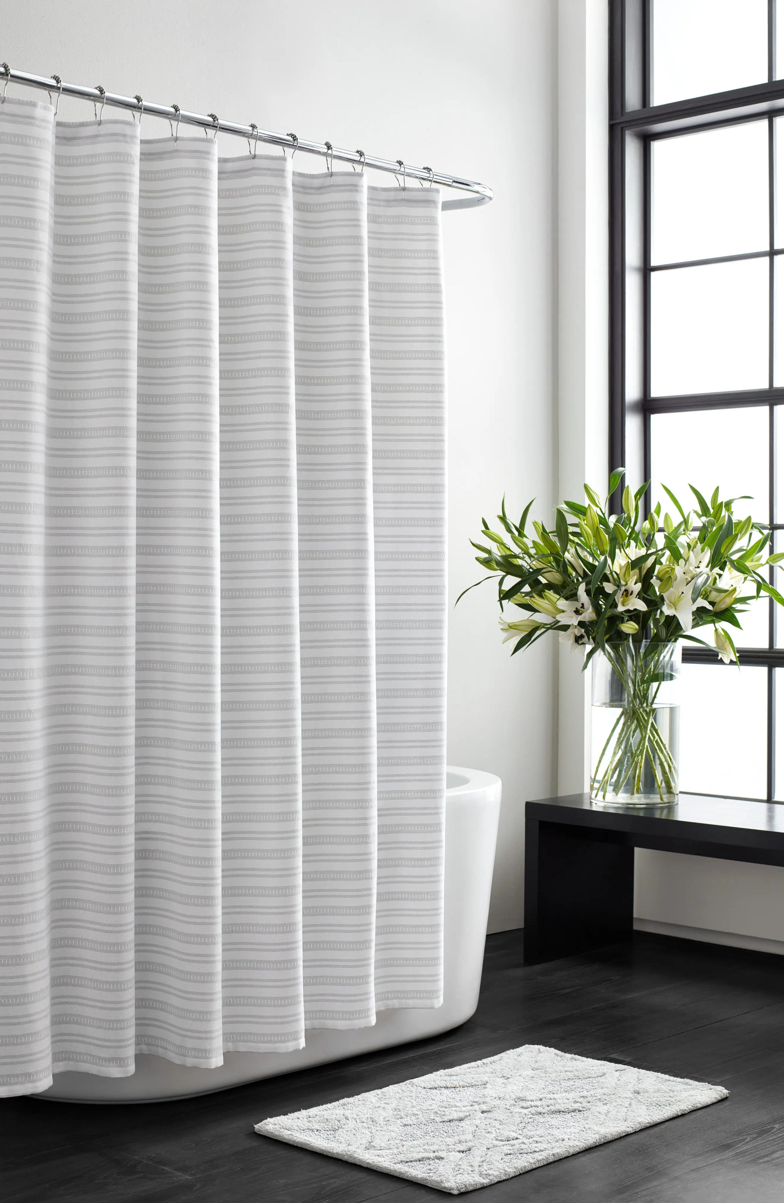 Vera Wang Stripe Shower Curtain in Aquarmarine/White at Nordstrom | Nordstrom