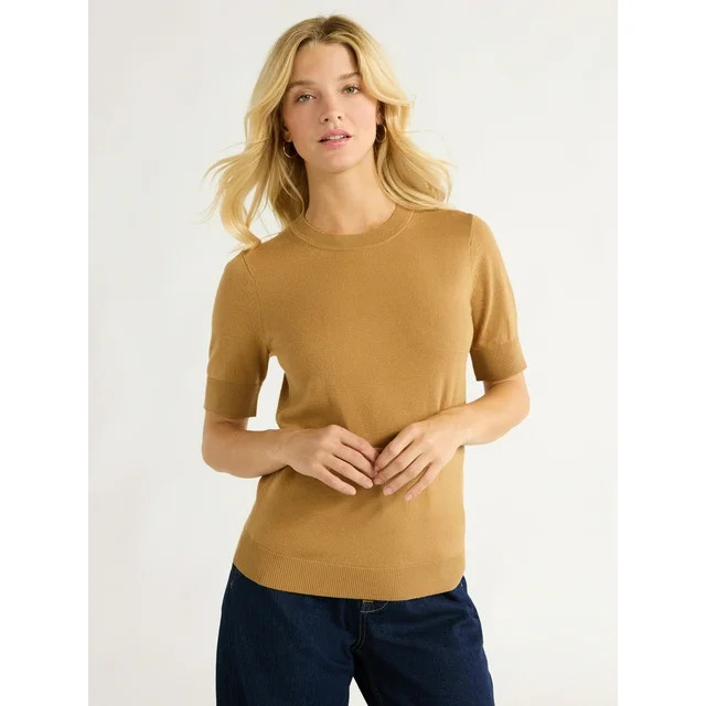 Free Assembly Women's Shrunken Sweater Tee, Sizes XS-XXL | Walmart (US)