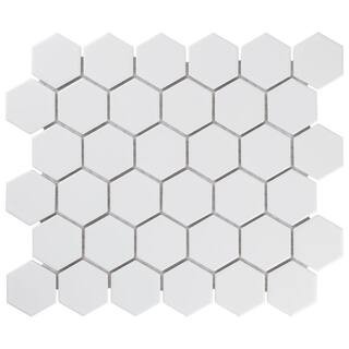 Metro 2" Hex Matte White 11-1/8 in. x 12-5/8 in. Porcelain Mosaic (9.96 sq. ft. /Case) | The Home Depot