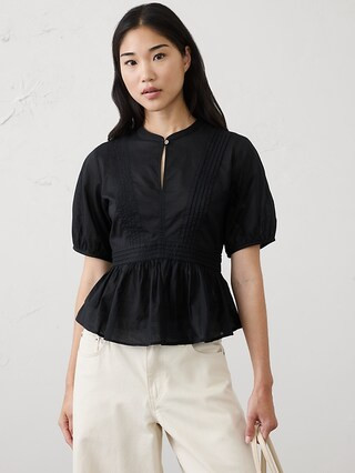 Picot Peplum-Hem Top | Banana Republic Factory