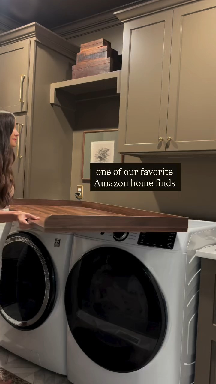 Who knew laundry could feel this organized? 🧺 This washer dryer countertop instantly gave me the extra space I needed. The smooth melamine surface is easy to wipe clean, and the edge rails are a lifesaver for keeping things from sliding off. 

 #LTKActive #LTKHome #LTKStyleTip
