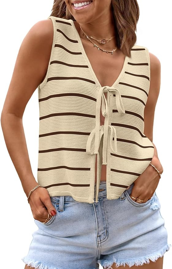 LILLUSORY Womens Summer Tops Beach Vacation Spring Outfits Cute Y2K Trendy Sweater Vest 2026 Tank... | Amazon (US)