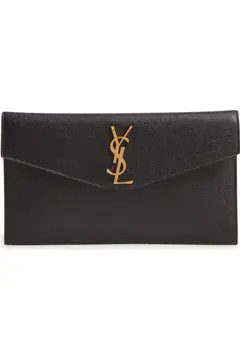 Saint Laurent Uptown Calfskin Leather Envelope Clutch | Nordstrom | Nordstrom