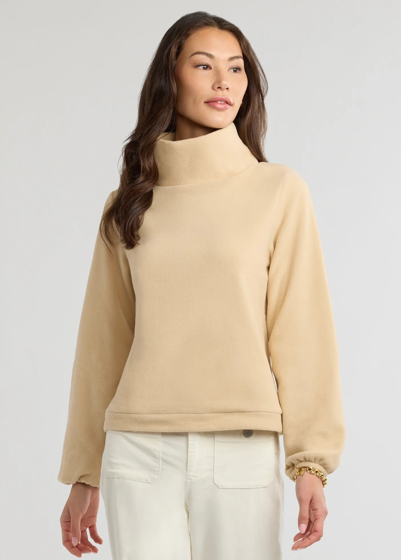 Grace Street Turtleneck in Vello Fleece (Hazelnut) | Dudley Stephens