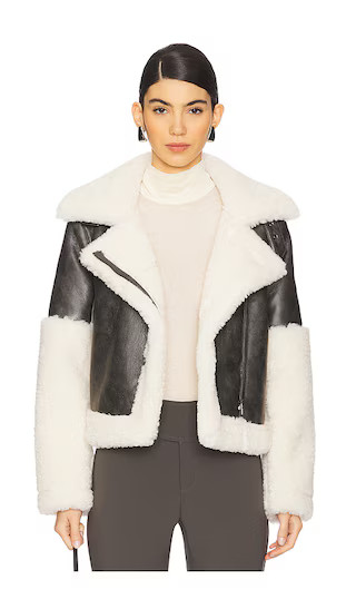 Ximena Faux Fur Jacket in Grey & Cream | Revolve Clothing (Global)