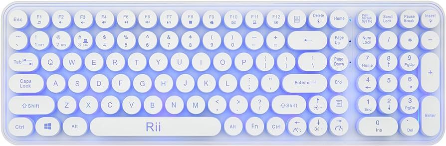 Rii Wireless Typewriter Style Gaming Keyboard, Multi-Device Connections（USB + Dual BT+2.4G） 7... | Amazon (US)
