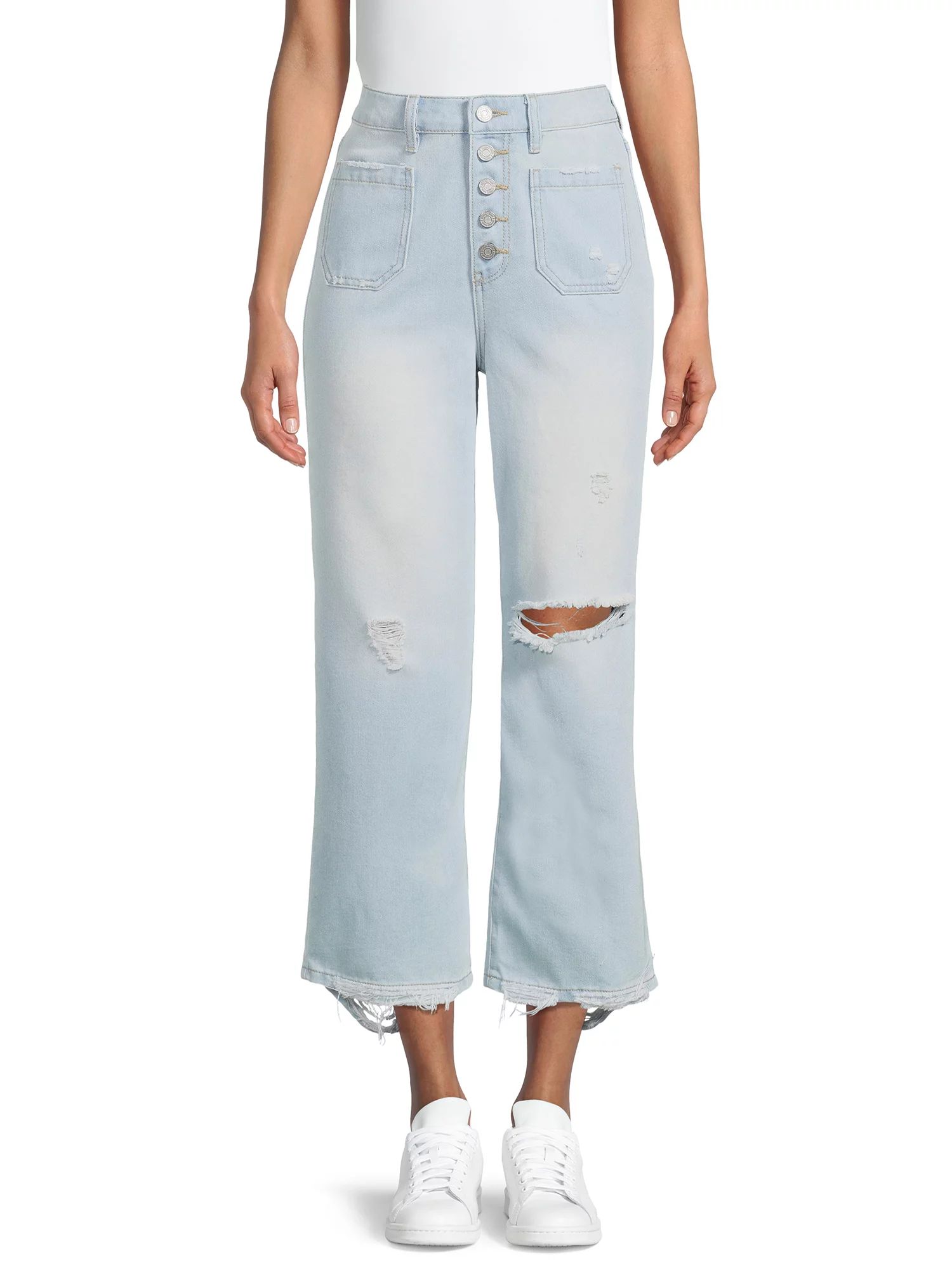 Indigo Rein Junior's Exposed Button Cropped Jeans | Walmart (US)