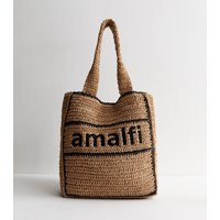 Brown Amalfi Embroidered Woven Shopper Bag New Look | New Look (UK)
