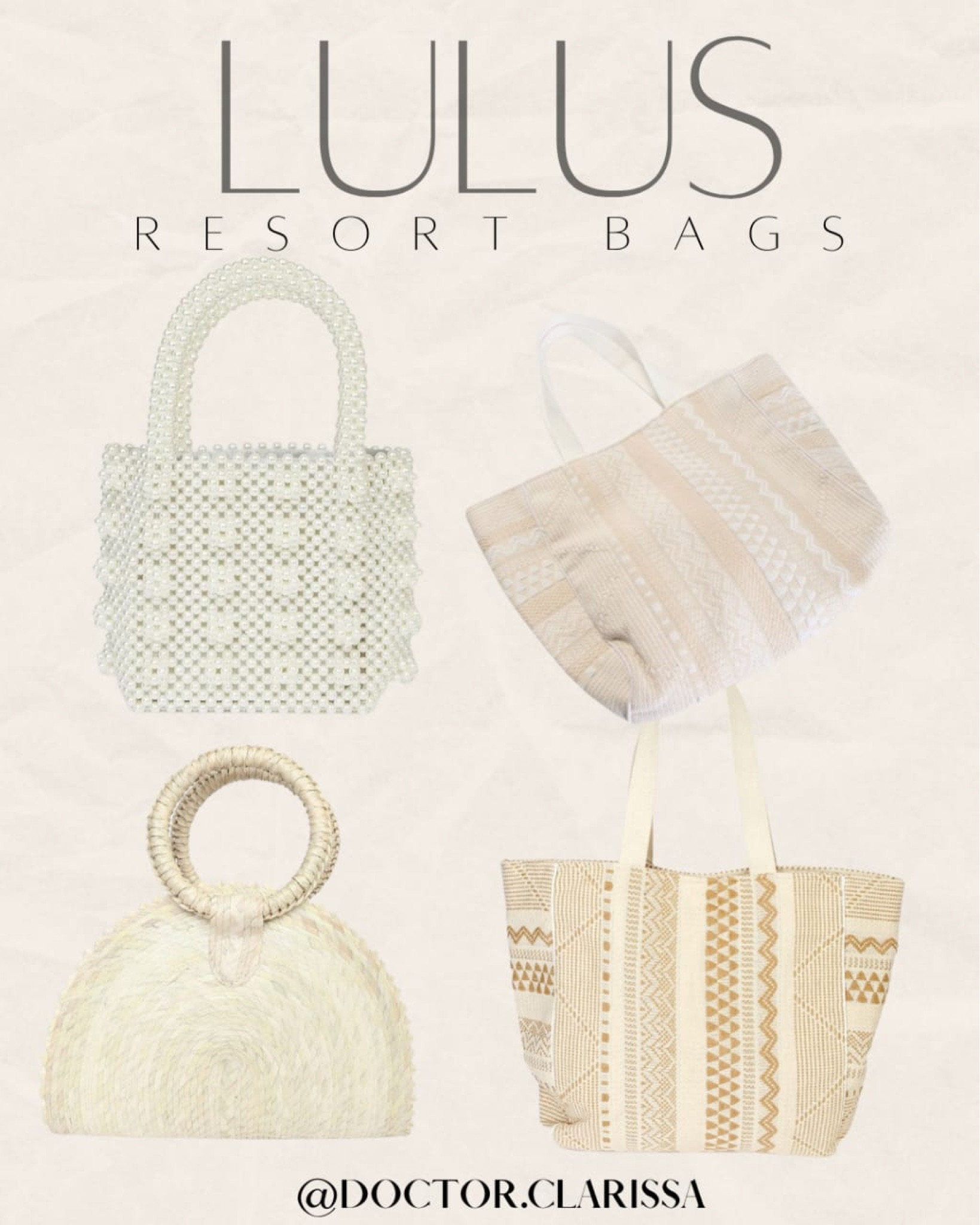 Lulus resort bags 
Neutral bags
Vacation 
Beach
Holiday 
Summer 
Spring break tote bags under $50

#LTKitbag #LTKSeasonal #LTKstyletip
