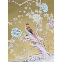 Chinoiserie Handpainting On Gold Metallic Leaf Wallpaper, Custom Size Available | Etsy (US)