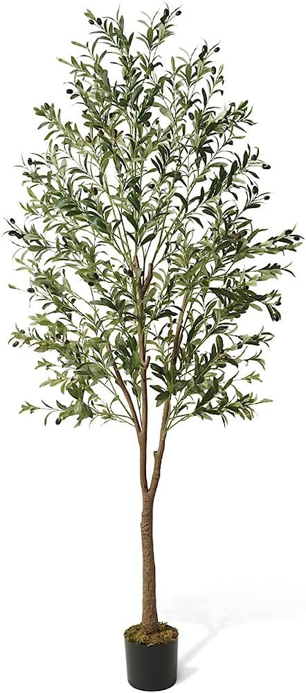 Fencer Wire Artificial Olive Tree, 5/6 / 7 Feet Fake Potted Topiary Tree with Dried Moss, Faux Ol... | Amazon (US)