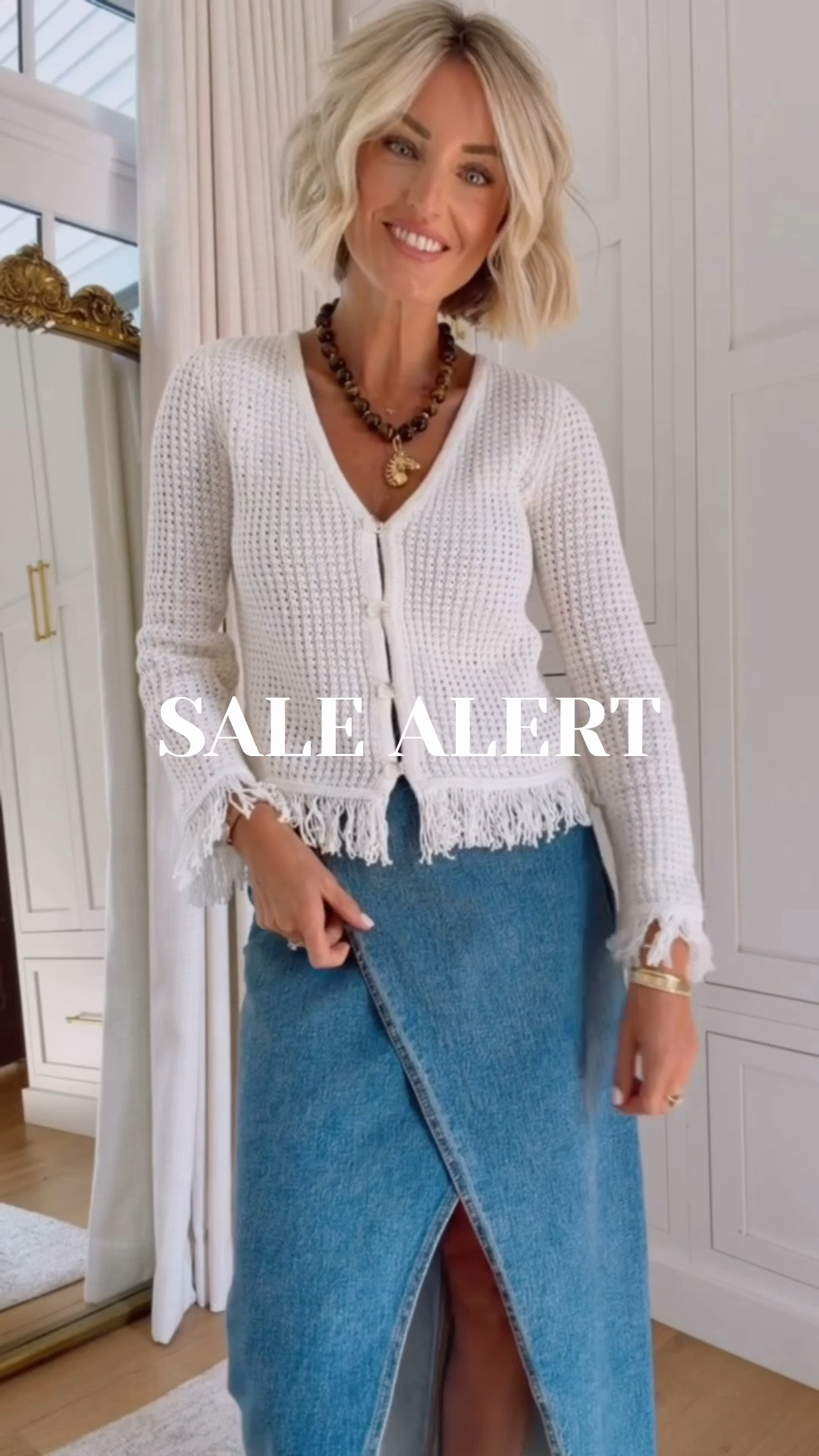 The fringe detail on this cardigan is so good! It gives beachy vibes but also can be styled to have a fall look! Both pieces currently 50% off on Loft now. Wearing XS cardigan 00 skirt. 

Loverly grey, denim midi skirt, fringe white cardigan, women’s transitional outfit, chic women’s fashion, sale clothing

#LTKSeasonal #LTKSaleAlert