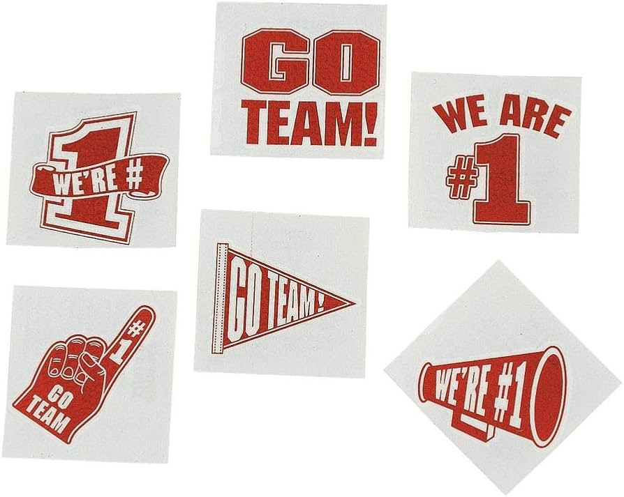 Red Go Team - We are Number 1 Temporary Tattoos (Set of 72) School Spirit Supplies | Amazon (US)