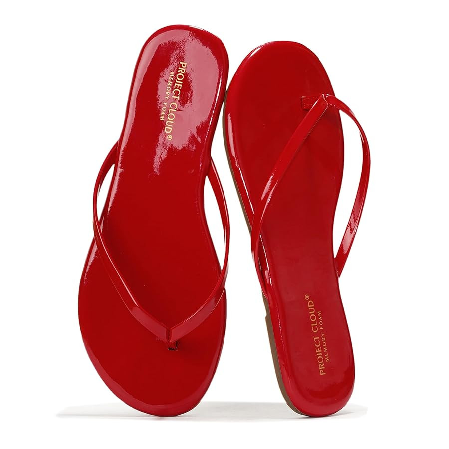 Project Cloud Flip Flops for Women - Memory Foam Flats Summer Sandals for Women 2025 - Vegan Leat... | Amazon (US)