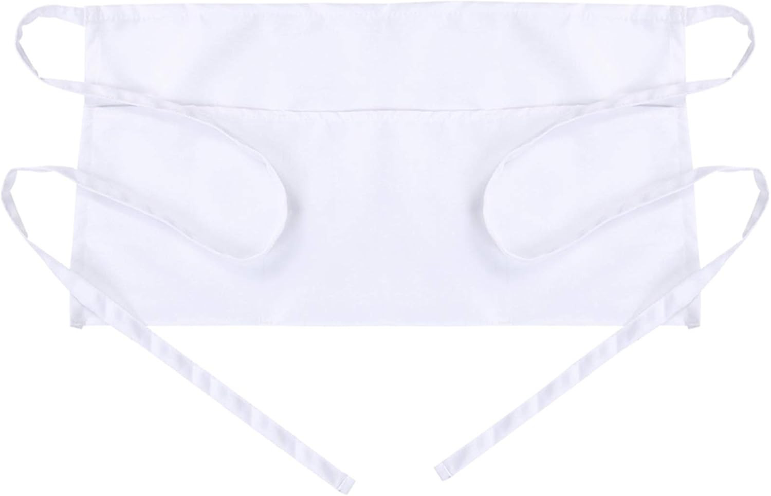 BOHARERS Waist Apron with 3 Pockets - White Waitress Waiter Server Short Apron | Amazon (US)