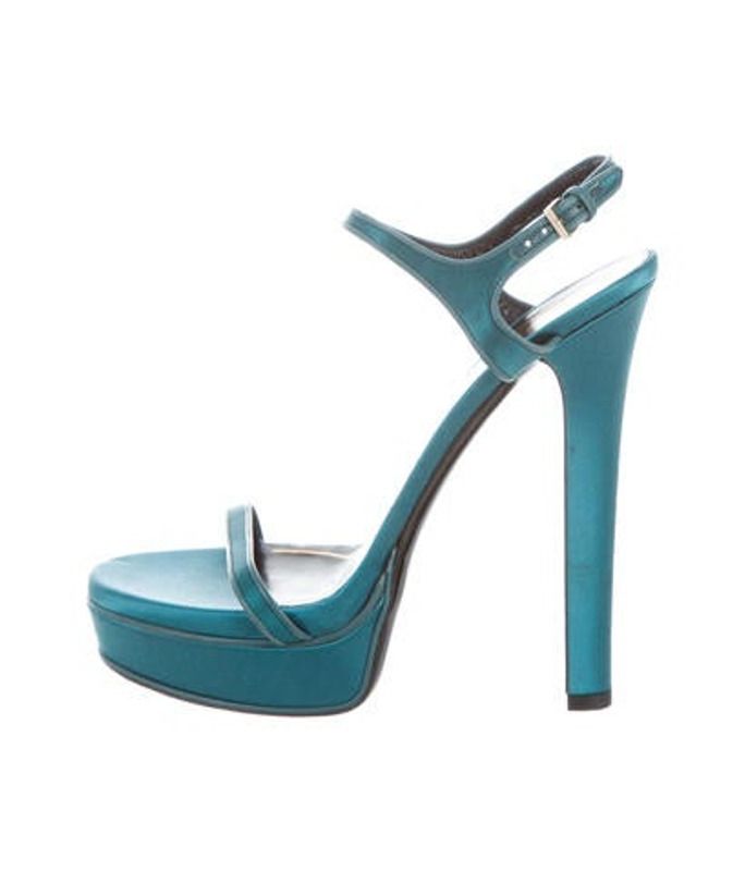 Gucci Satin Platform Sandals Blue Gucci Satin Platform Sandals | The RealReal