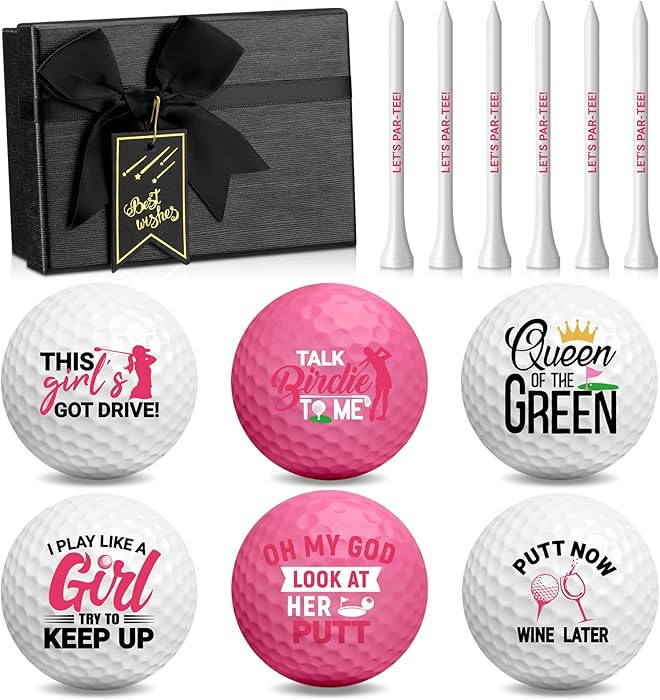 Realspring 13 Pcs Women's Golf Balls Funny Golf Balls for Women with Tees and Gift Box Golfing Gi... | Amazon (US)