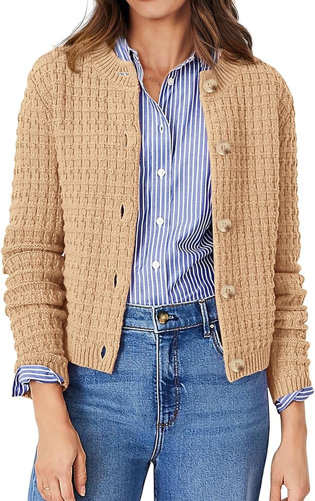 PRETTYGARDEN Women's Knit Cardigan Sweaters Casual Long Sleeve Open Front Button Down Trendy Jack... | Amazon (US)