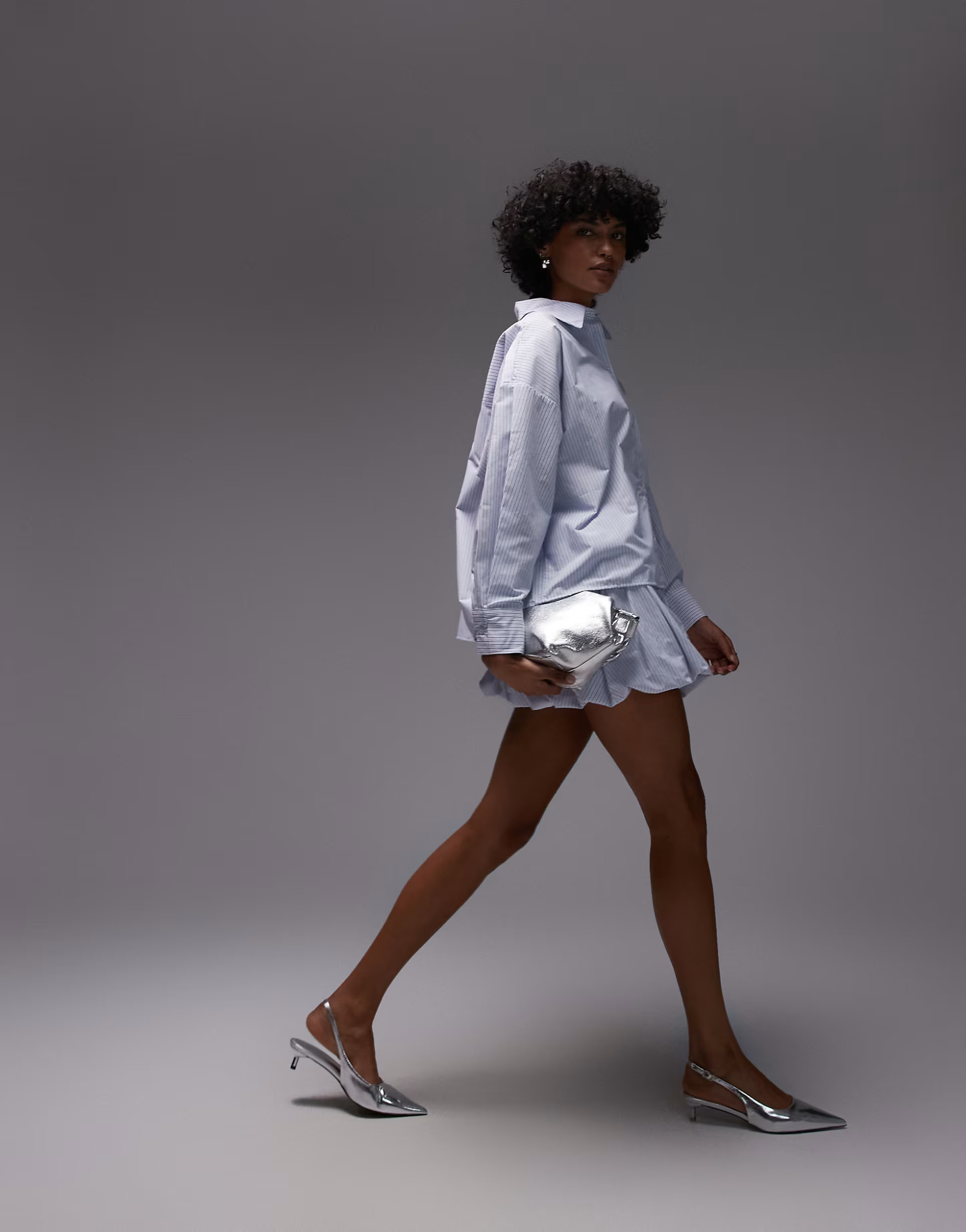 ASOS DESIGN puffball mini skirt in blue stripe | ASOS (Global)