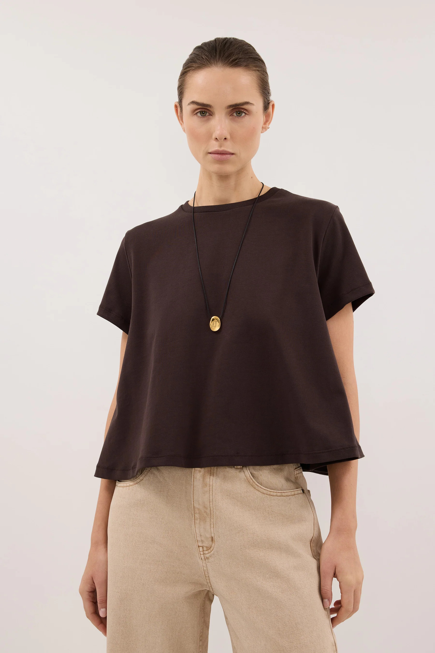 TATUM BITTER CHOC COTTON TEE | DISSH