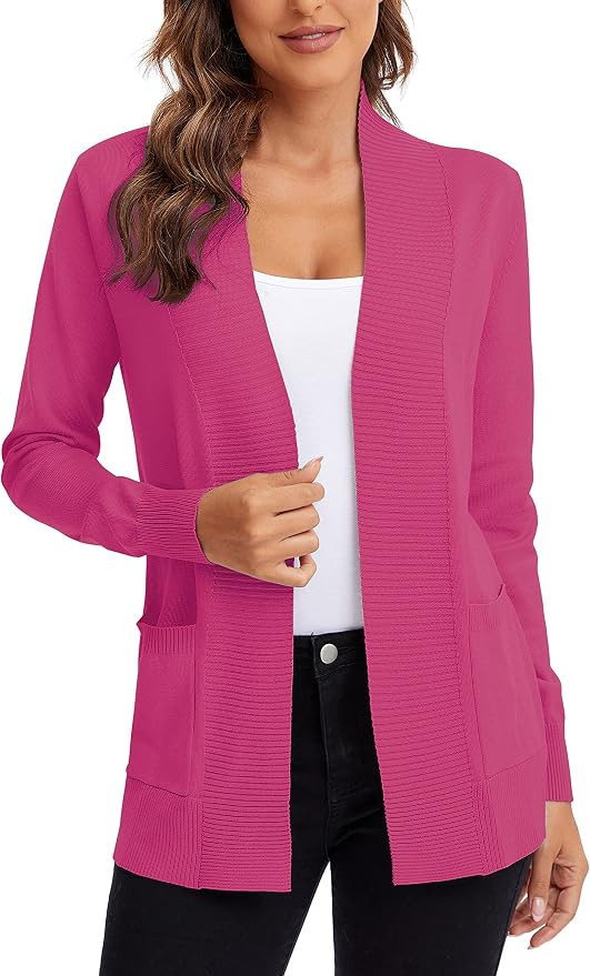 Urban CoCo Women's Lightweight Open Front Knit Cardigan Sweater Long Sleeve with Pocket | Amazon (US)