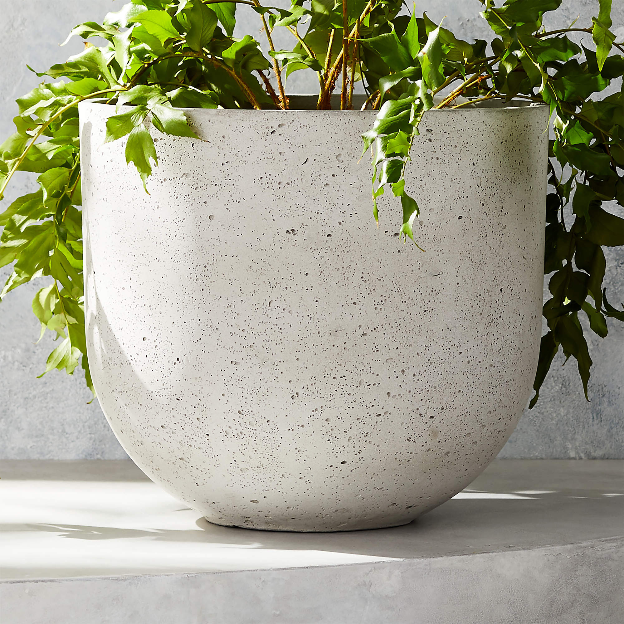 Seminyak Modern Grey Cement Outdoor Planter Mini + Reviews | CB2 | CB2