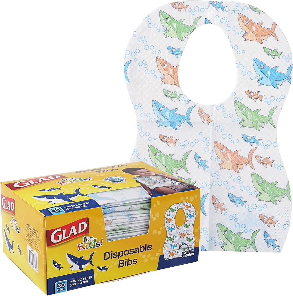 Glad For Kids Disposable Paper Bibs, 30 Ct - Disposable Bibs - Travel Bibs For Kids, Disposable K... | Amazon (US)