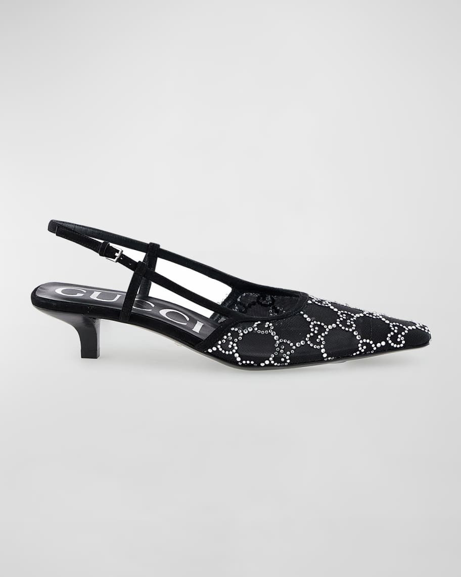 Tom Crystal GG Mesh Slingback Pumps | Neiman Marcus