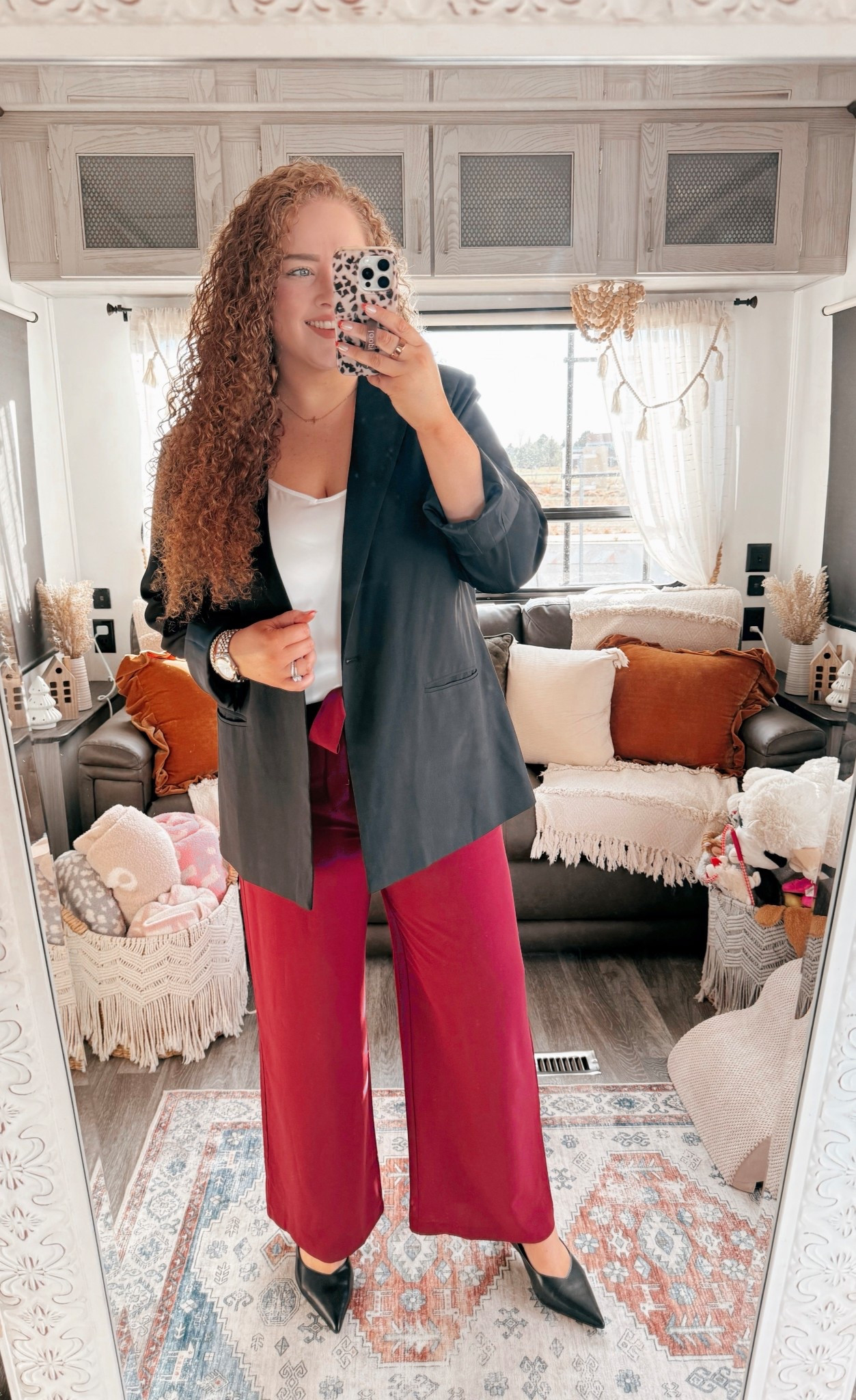 little polished, a little festive ✨ This look feels perfect for anything dressy on the holiday calendar🎄 Office parties, dinners, events, all of it. Simple pieces but such a pretty combo together. Linking everything since it’s one of those outfits you can wear again and again this season. 👏 amazon outfit | amazon holiday outfit | black blazer | amazon black blazer | winter blazer outfit | white silky tank | satin tank top | amazon white tank top | berry red palazzo pants | red palazzo dress pants | amazon red dress pants | wide leg dress pants | holiday palazzo pants | black slingback heels | sling back heels | amazon black heels | dressy winter outfit | holiday event outfit | christmas party outfit | office holiday party outfit | holiday office outfit | christmas dinner outfit | festive outfit idea | classy holiday outfit | elegant christmas outfit | red and black holiday outfit | dressy winter style | seasonal outfit inspo | holiday chic outfit | polished holiday look | winter event outfit | amazon outfit ideas

#LTKootd #LTKdayinmylife #LTKHoliday