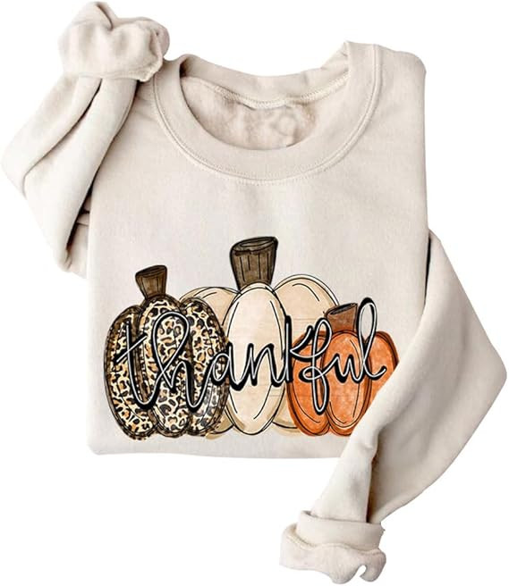 Thankful Pumpkin Sweatshirt Fall Sweatshirt Thanksgiving Sweatshirt For Women Gift | Amazon (US)