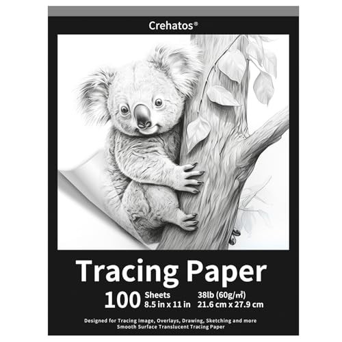 Crehatos 8.5" x 11" Tracing Paper, Translucent Tracing Pad, 100 Sheets 38lb/60gsm Vellum Art Paper | Amazon (US)