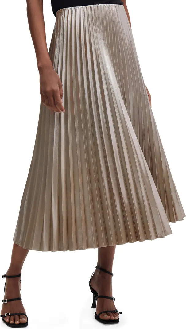 MANGO Disco Metallic Pleated Midi Skirt | Nordstrom | Nordstrom