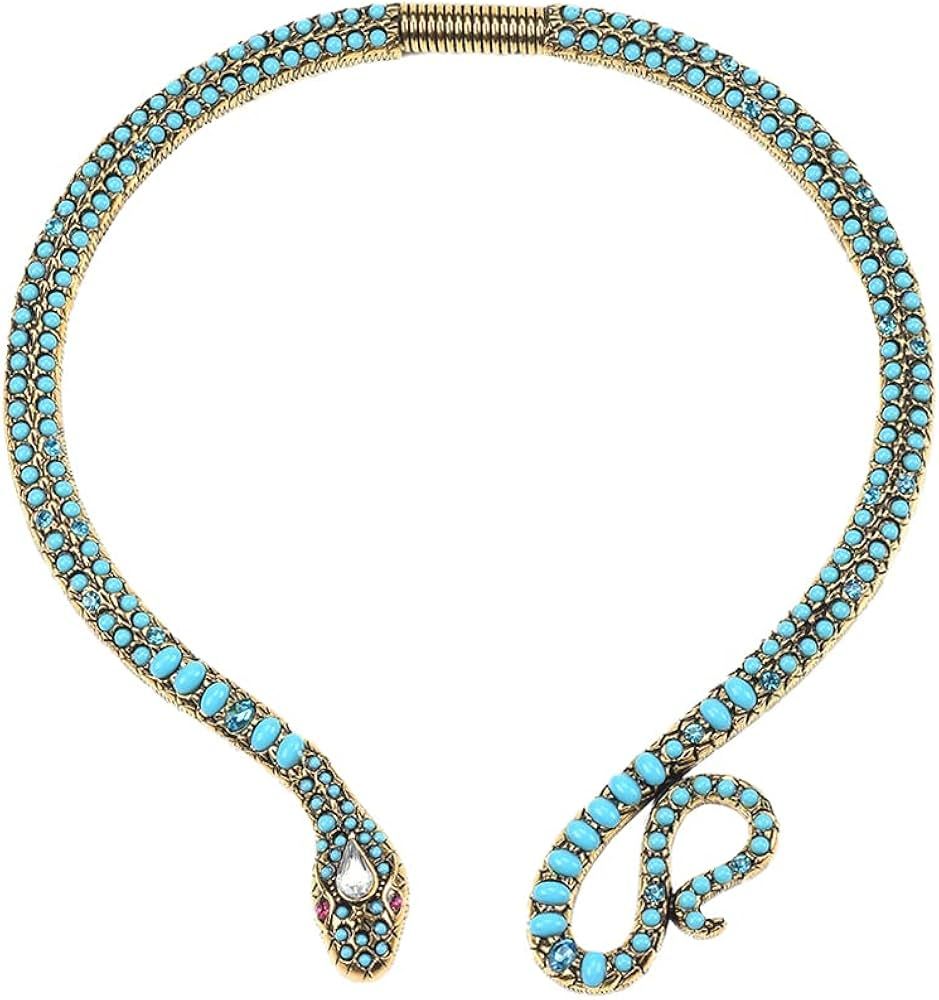Vintage Snake Necklace Single Layered Turquoise Choker Necklaces Pendant Chain Necklace Summer Be... | Amazon (US)